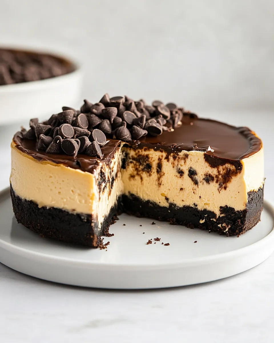 Classic Black-Bottom Chocolate Chip Cheesecake image