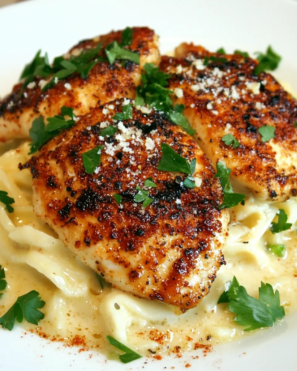 Easy Blackened Chicken with Roasted Garlic Alfredo photo