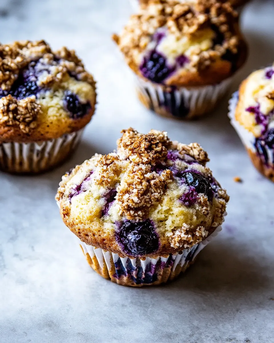 Classic Blueberry Swirl Coffee Cake Muffins. food shot