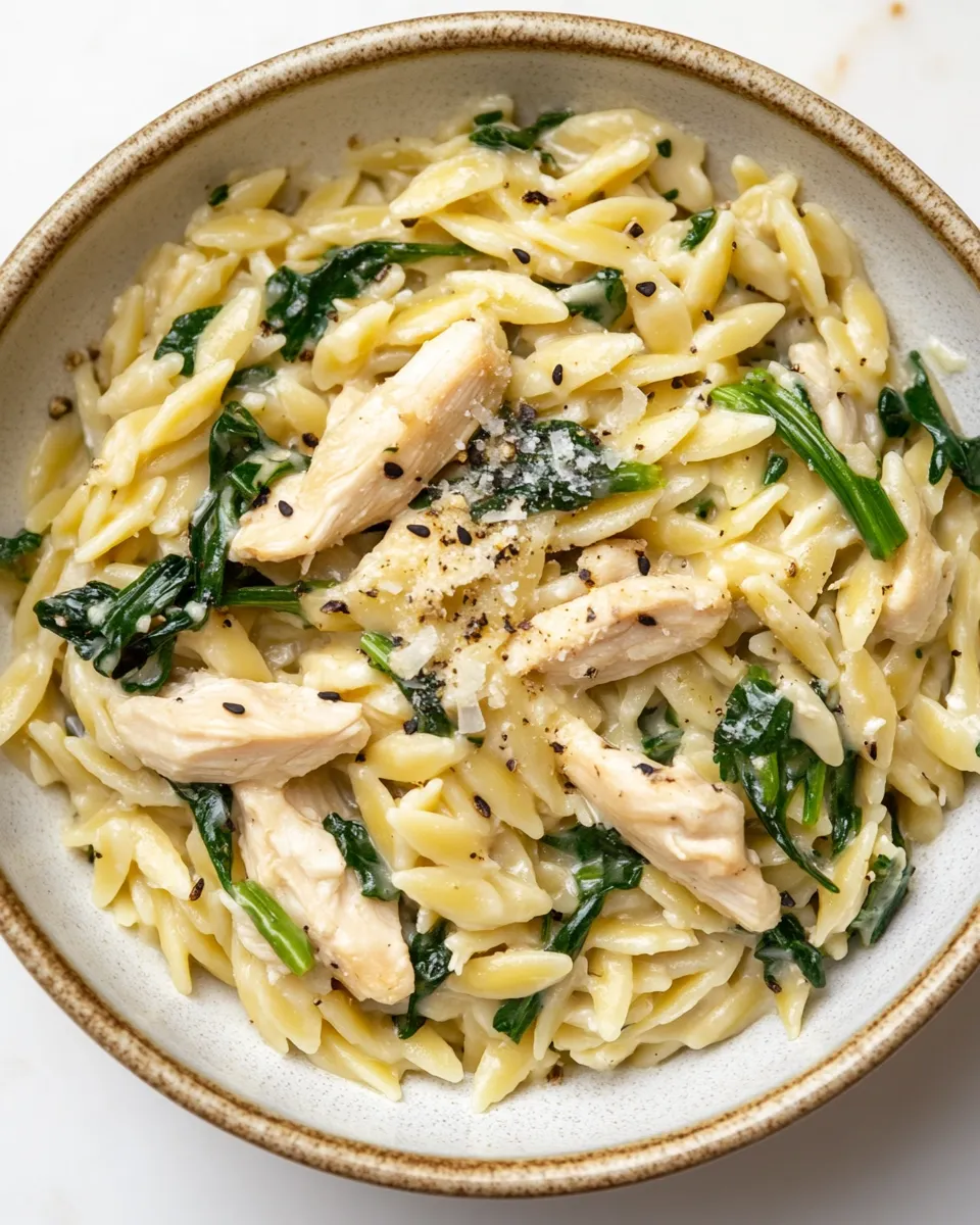 Savory Boursin Orzo with Chicken shot