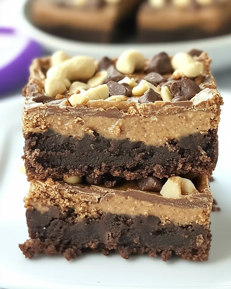 Delicious Brownie Peanut Butter Magic Bars shot