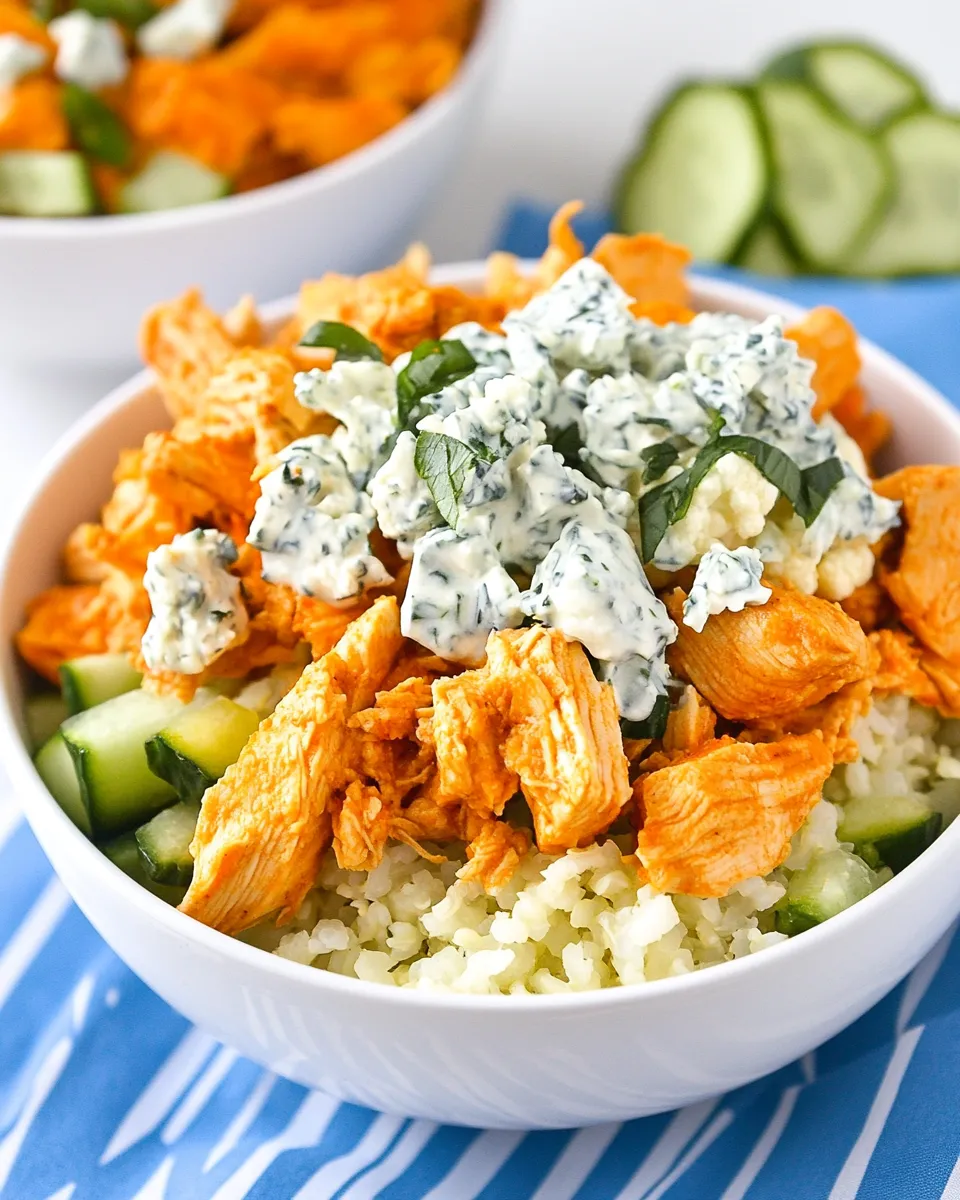 Healthy Buffalo Chicken Cauliflower Rice Bowl recipe photo