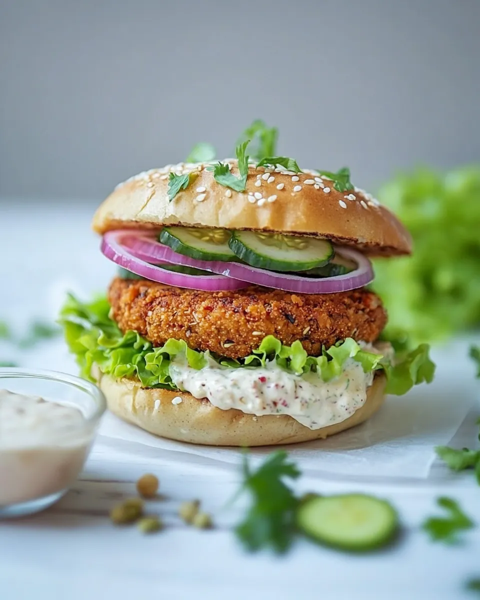 Easy Buffalo Ranch Chickpea Burger recipe image