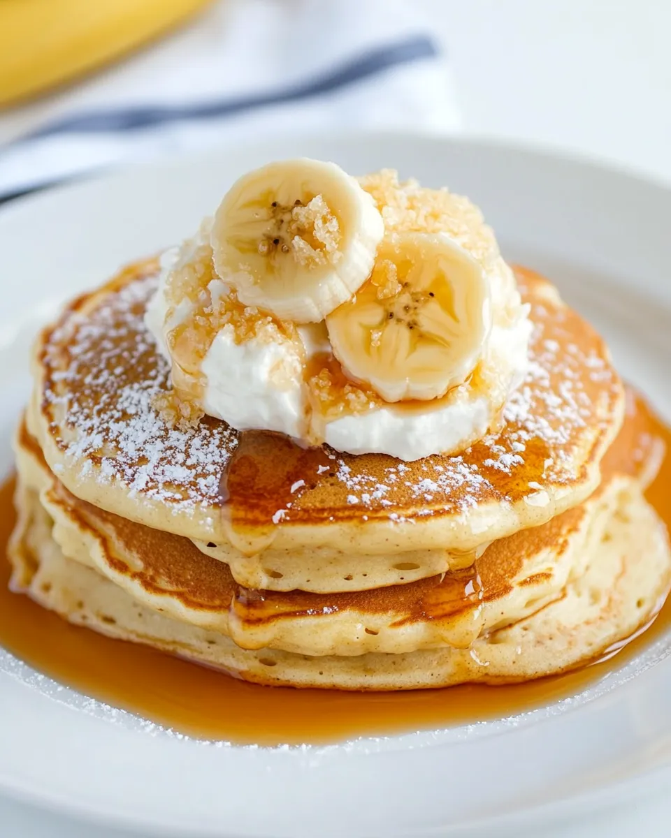 Quick Buttermilk Banana Pancakes food shot