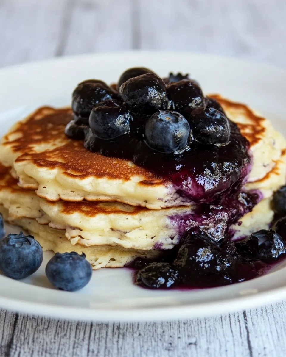 Classic Buttermilk Pancakes with Blueberry Compote image