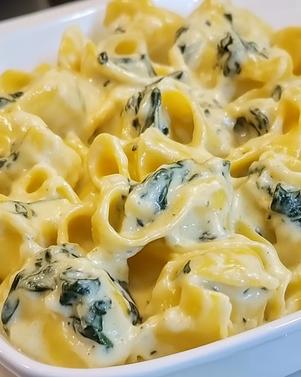Delicious CREAMY SPINACH TORTELLINI shot