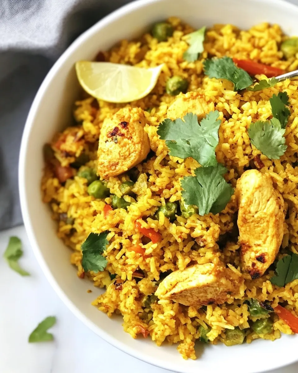 Delicious Cauliflower Rice Chicken Biryani shot