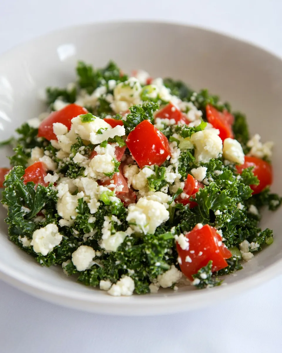 Healthy Cauliflower and Kale Salad (Cauliflower Tabouli) food shot