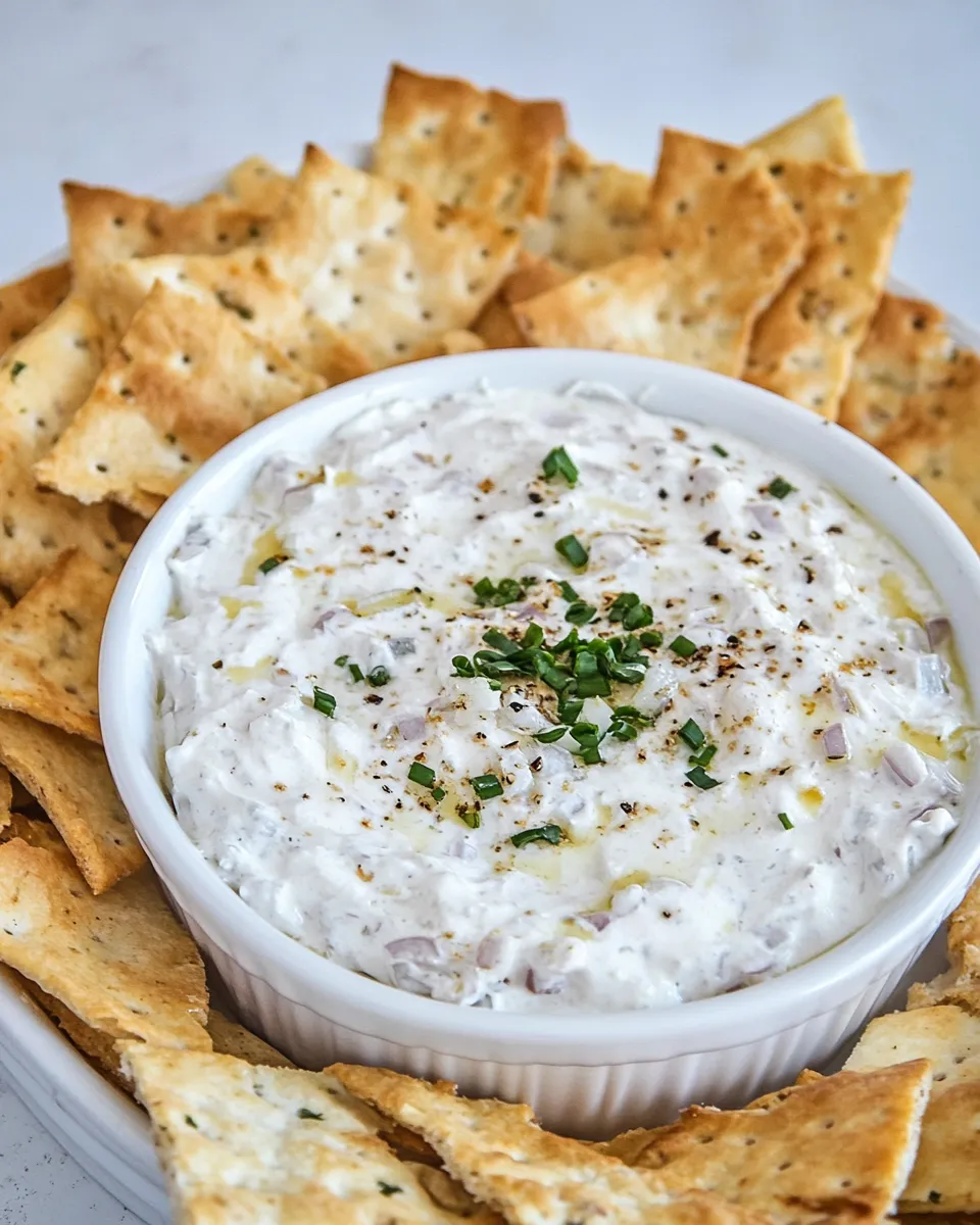 Delicious Charred Triple Onion Dip shot