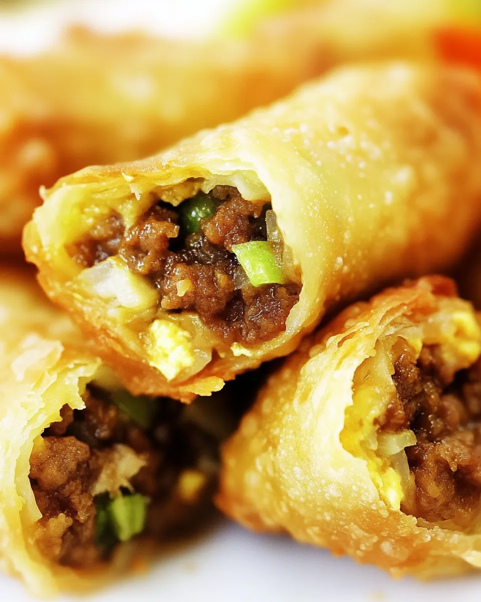 Delicious Cheeseburger Egg Rolls shot