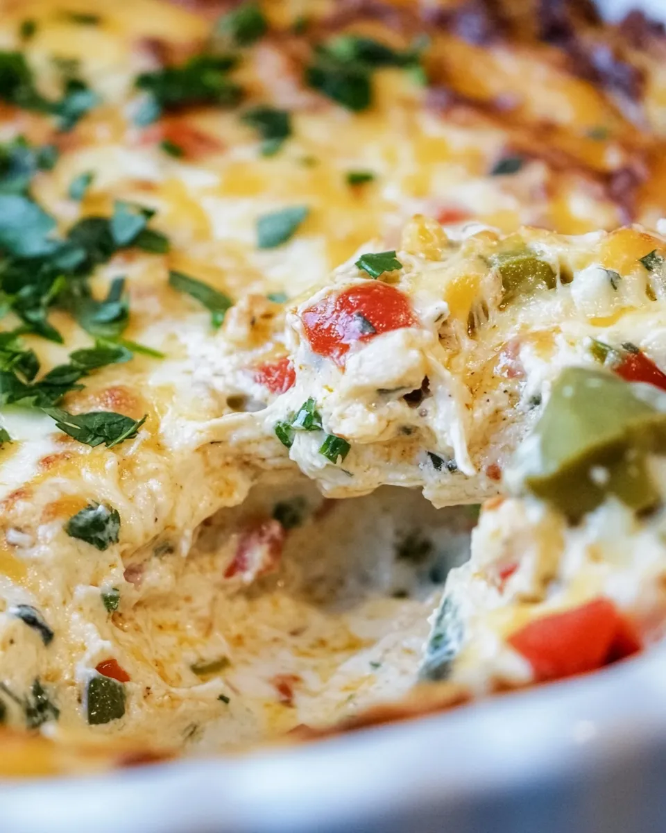 Homemade Cheesy Chicken Enchilada Dip. dish image