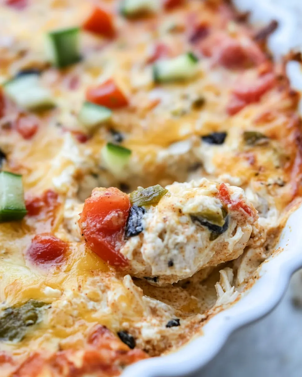 Homemade Cheesy Chicken Enchilada Dip. food shot