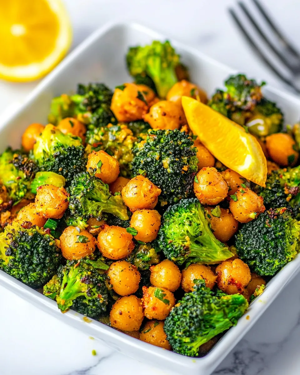 Delicious Cheesy Roasted Chickpeas and Broccoli image