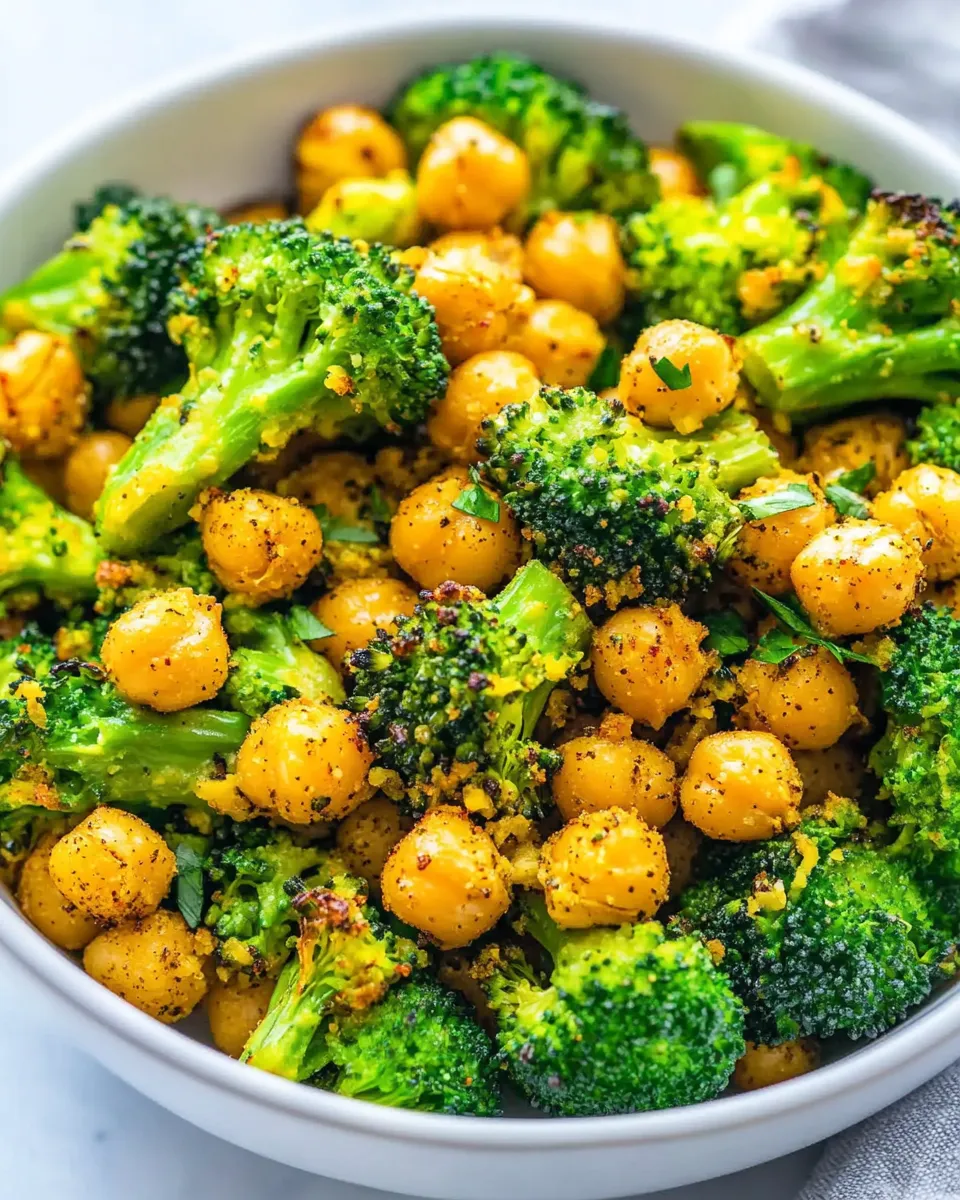 Quick Cheesy Roasted Chickpeas and Broccoli recipe photo