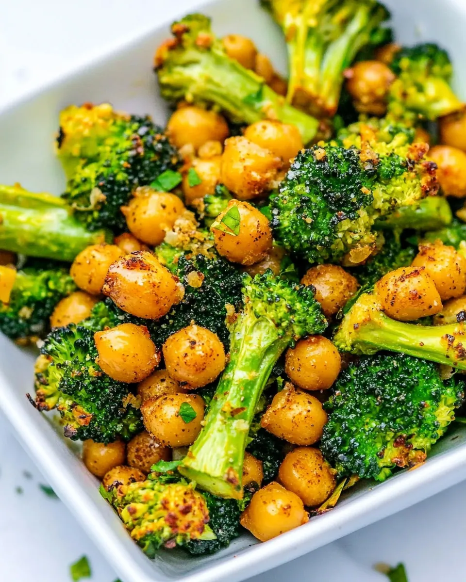 Healthy Cheesy Roasted Chickpeas and Broccoli shot