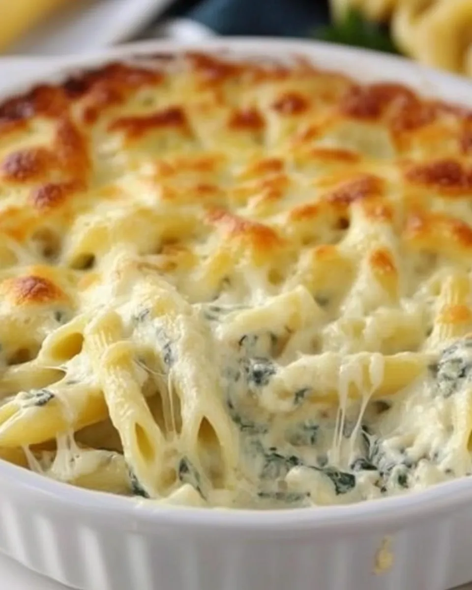 Easy Cheesy Spinach Dip Chicken Pasta recipe photo