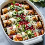 Healthy Cheesy Sweet and Sour Pomegranate Thai Chicken Enchiladas. food shot