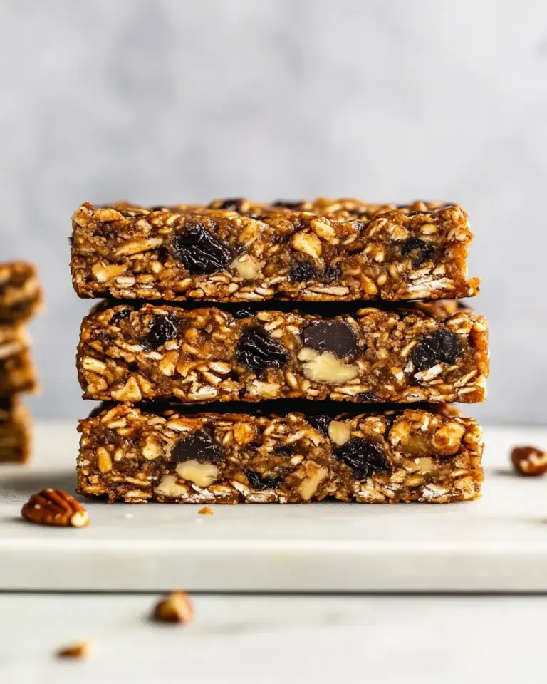 Homemade Chewy Granola Bars With Pecans, Raisins, and Chocolate Chips photo