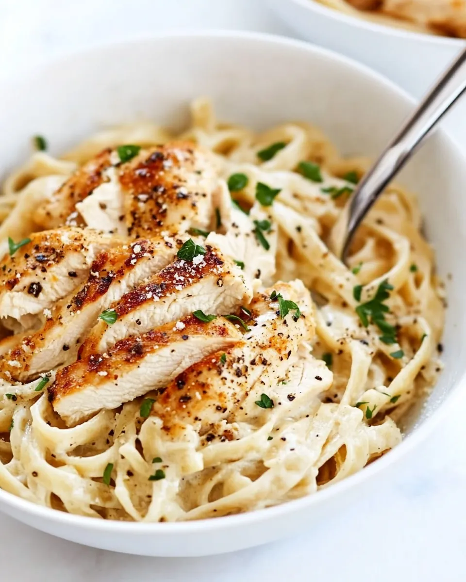 Delicious Chicken Alfredo shot