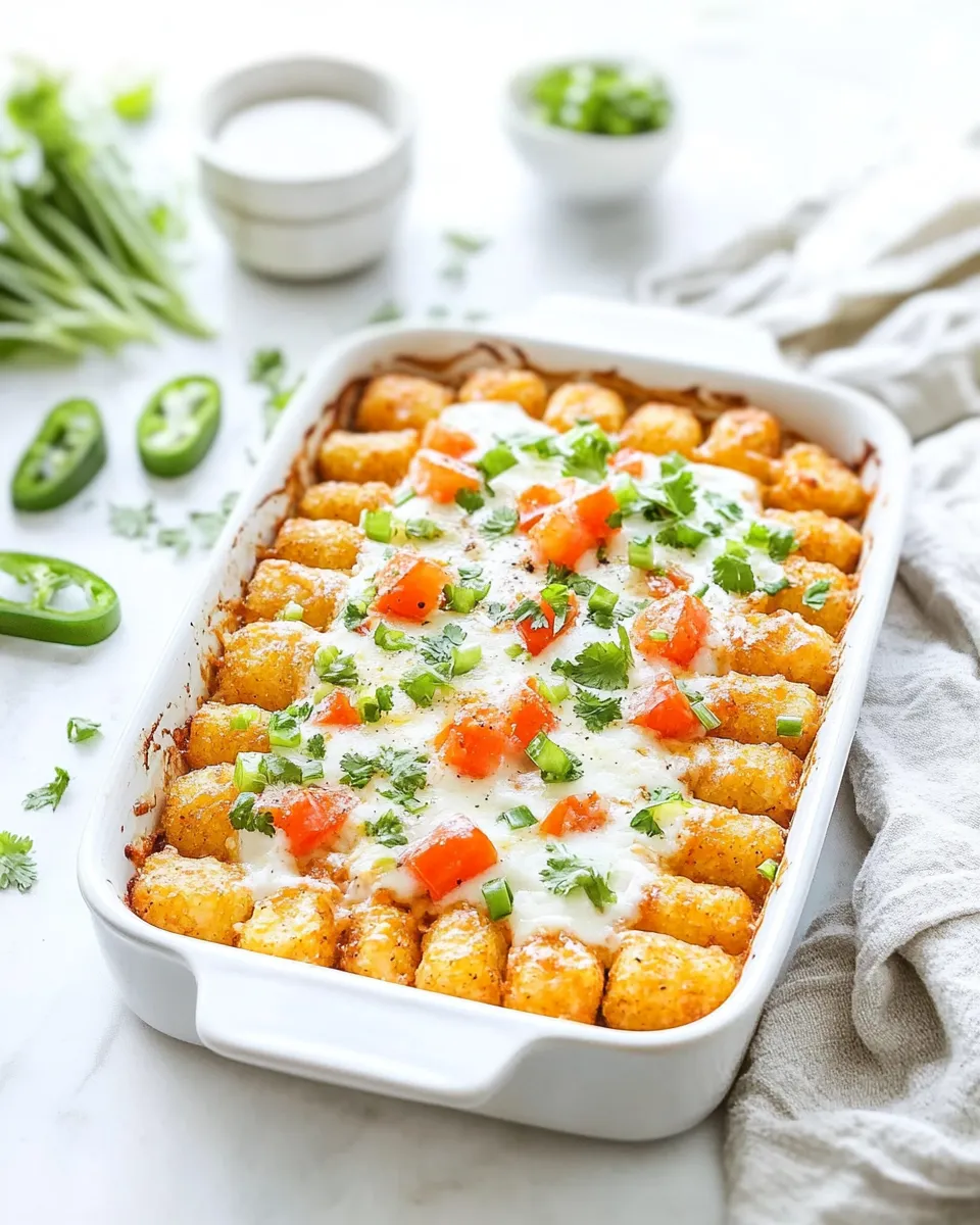 Homemade Chicken Fajita Tater Tot Breakfast Casserole shot