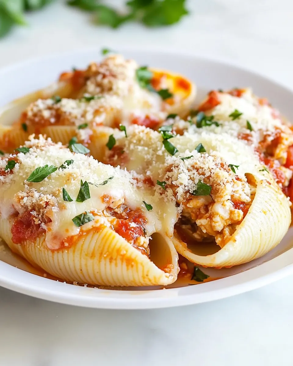 Delicious Chicken Parmesan Stuffed Shells plate image