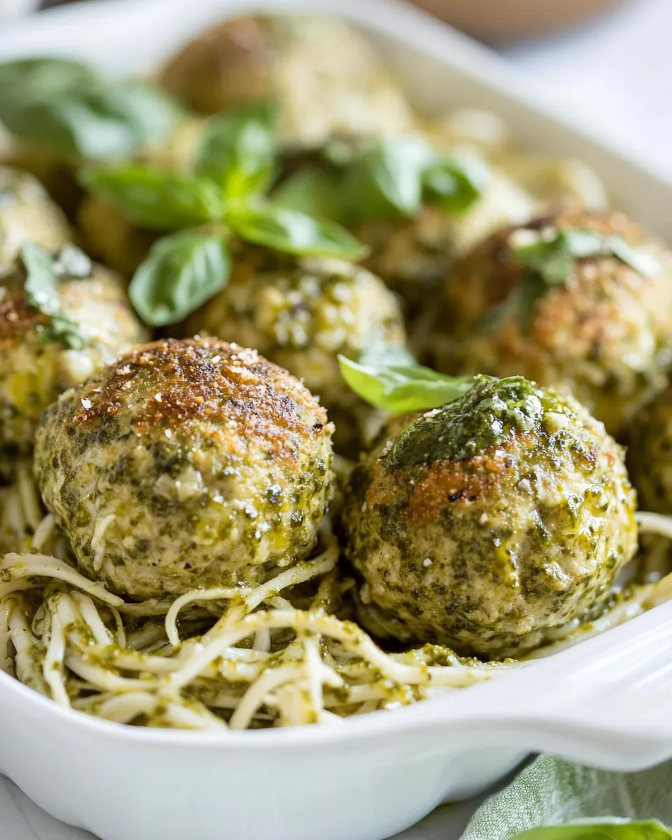 Delicious Chicken Pesto Meatballs image