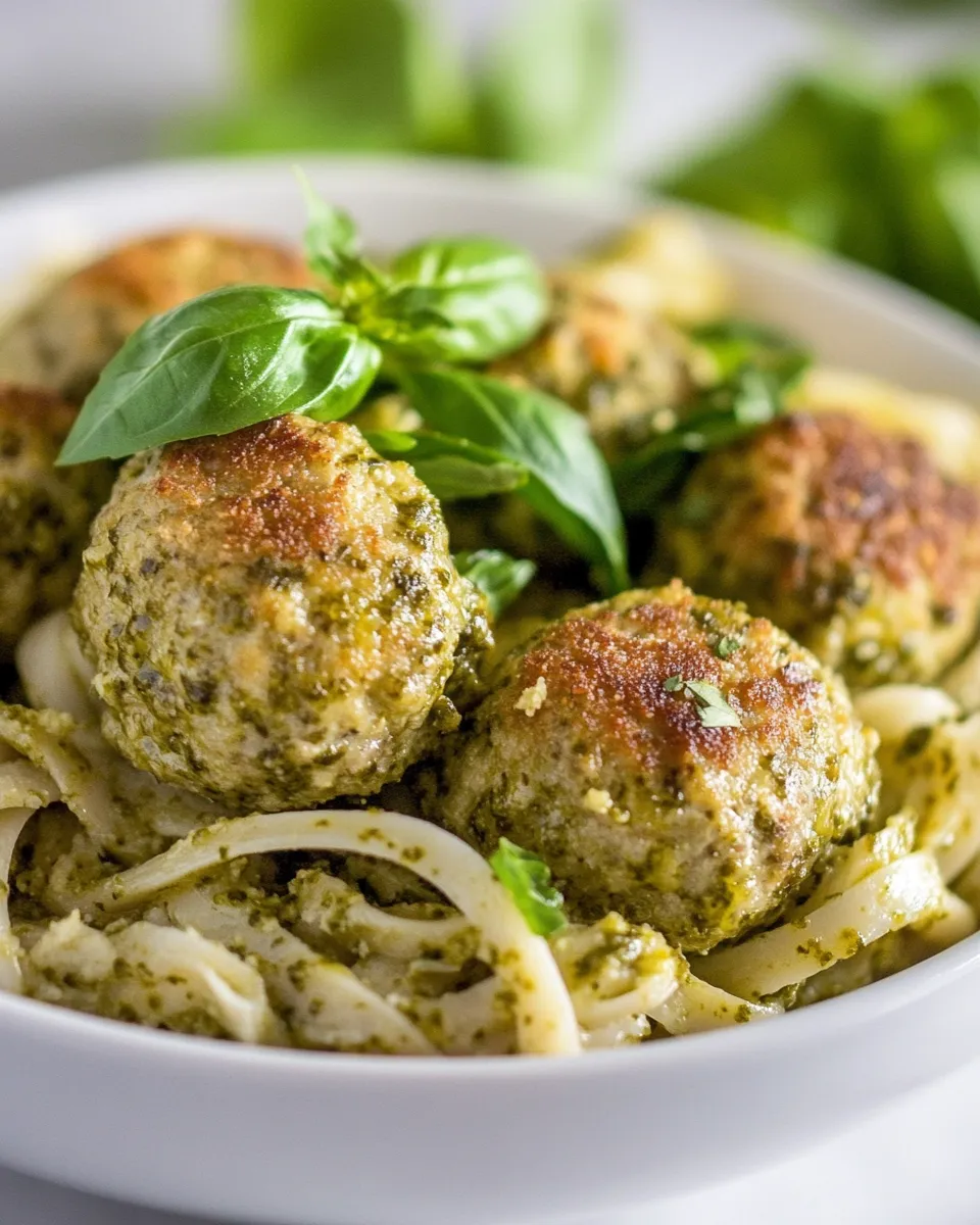 Homemade Chicken Pesto Meatballs recipe photo
