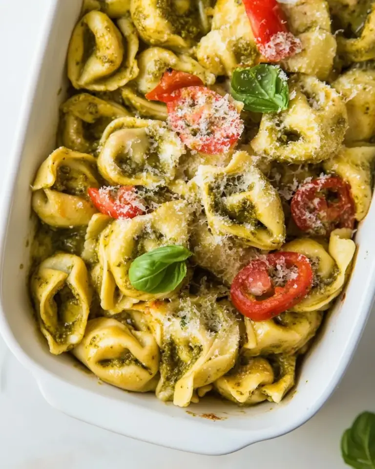 Homemade Chicken Pesto Tortellini Bake recipe photo