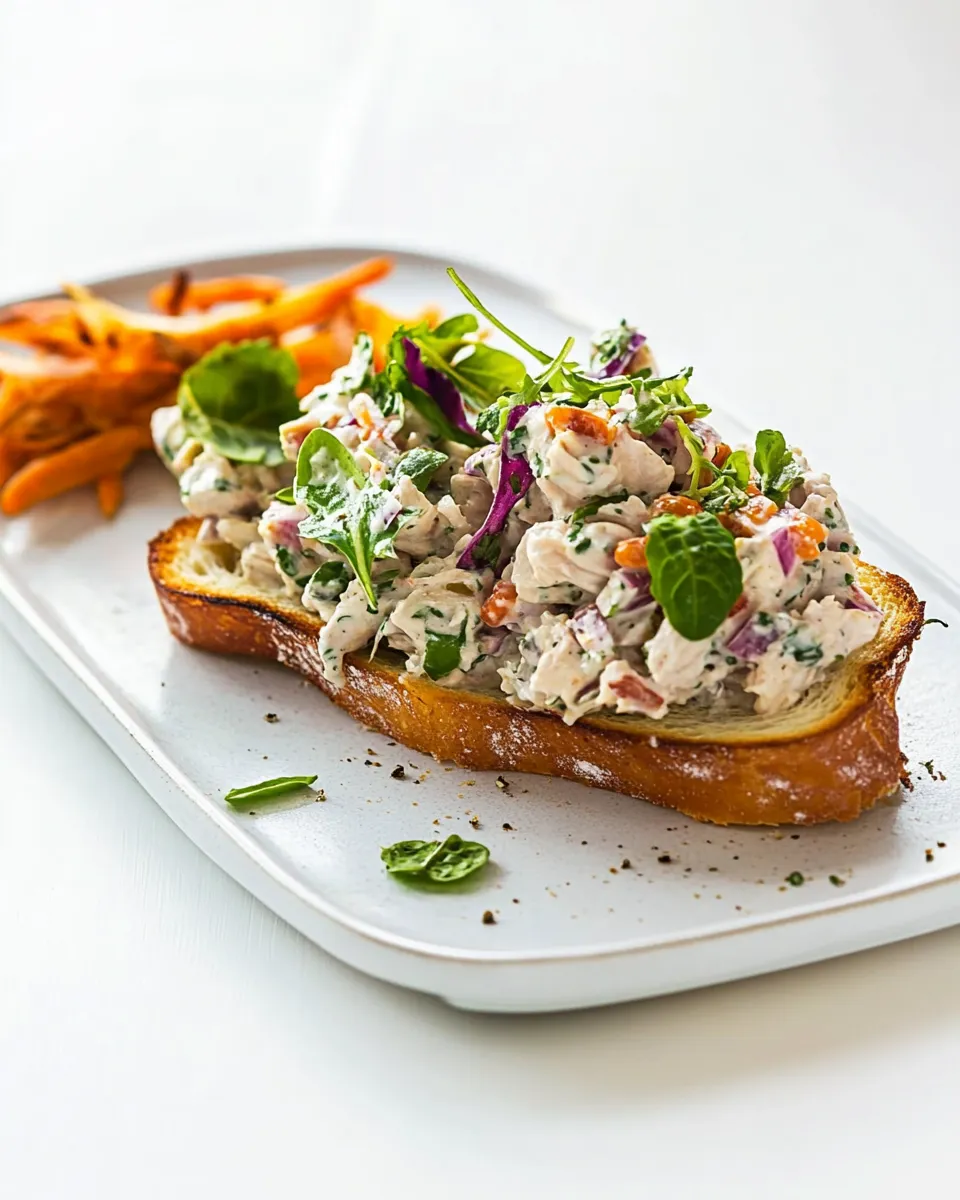 Delicious Chicken Salad Tartine Toasts dish photo
