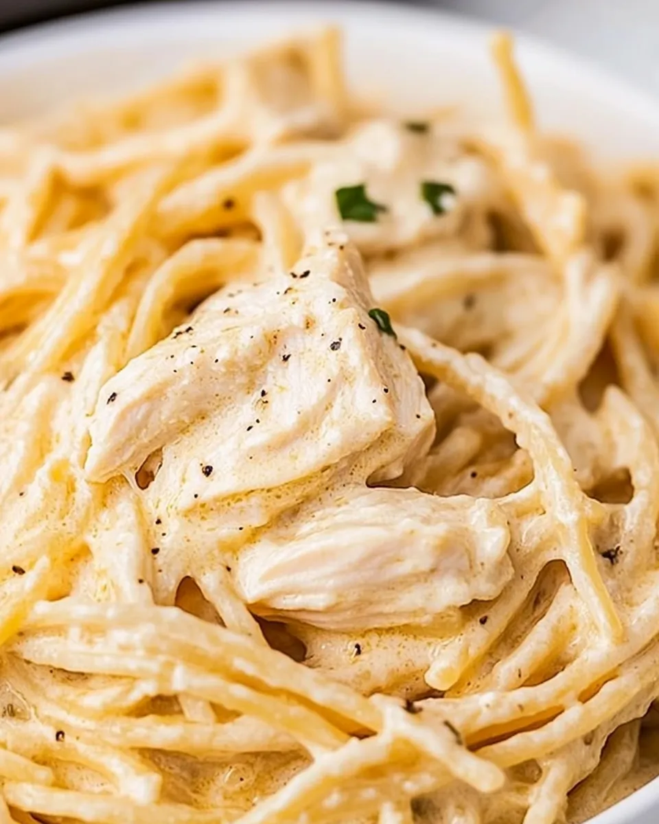 Delicious Chicken Spaghetti: A Comforting, Creamy, and Flavorful Dish food shot