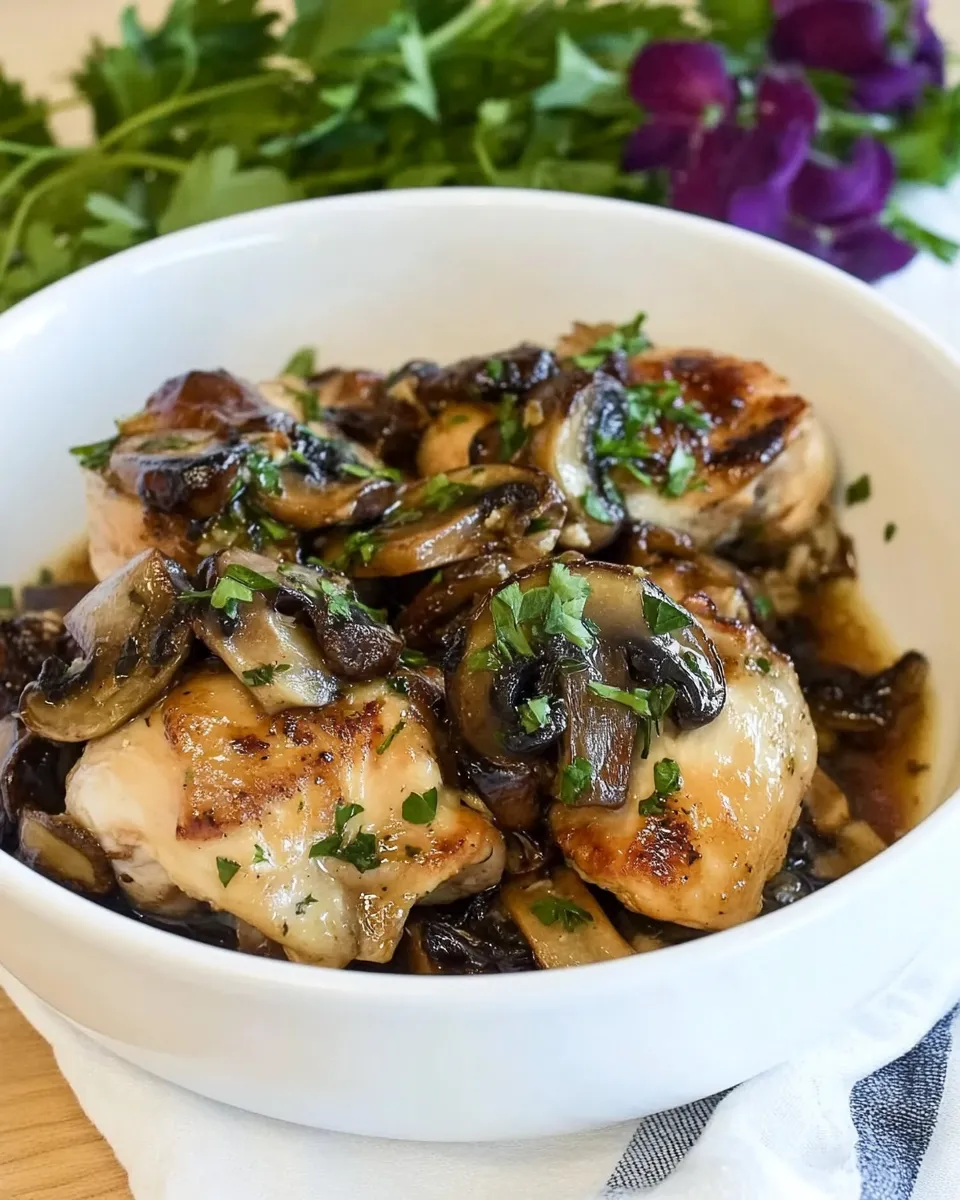 Tasty Chicken Thighs with Mushrooms recipe photo