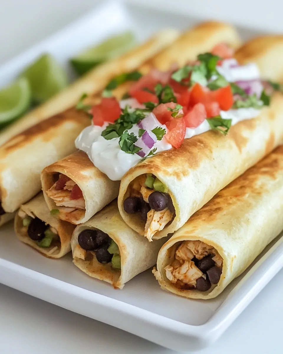 Homemade Chicken and Black Bean Flautas photo