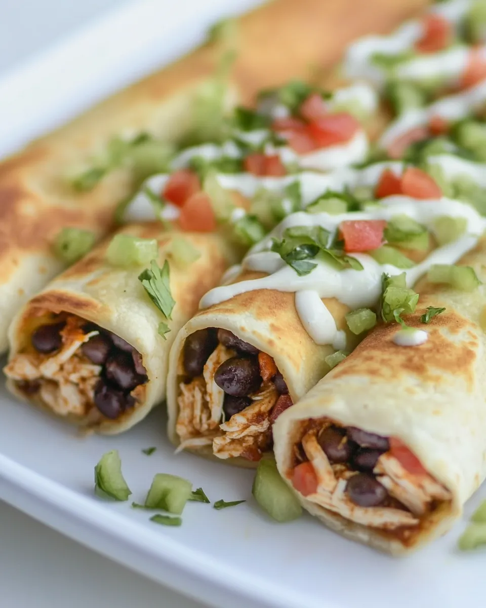 Easy Chicken and Black Bean Flautas image