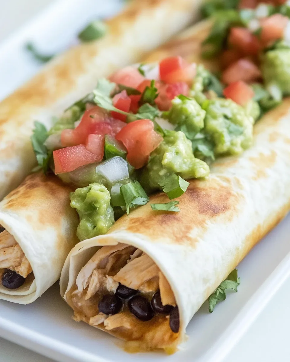 Quick Chicken and Black Bean Flautas shot