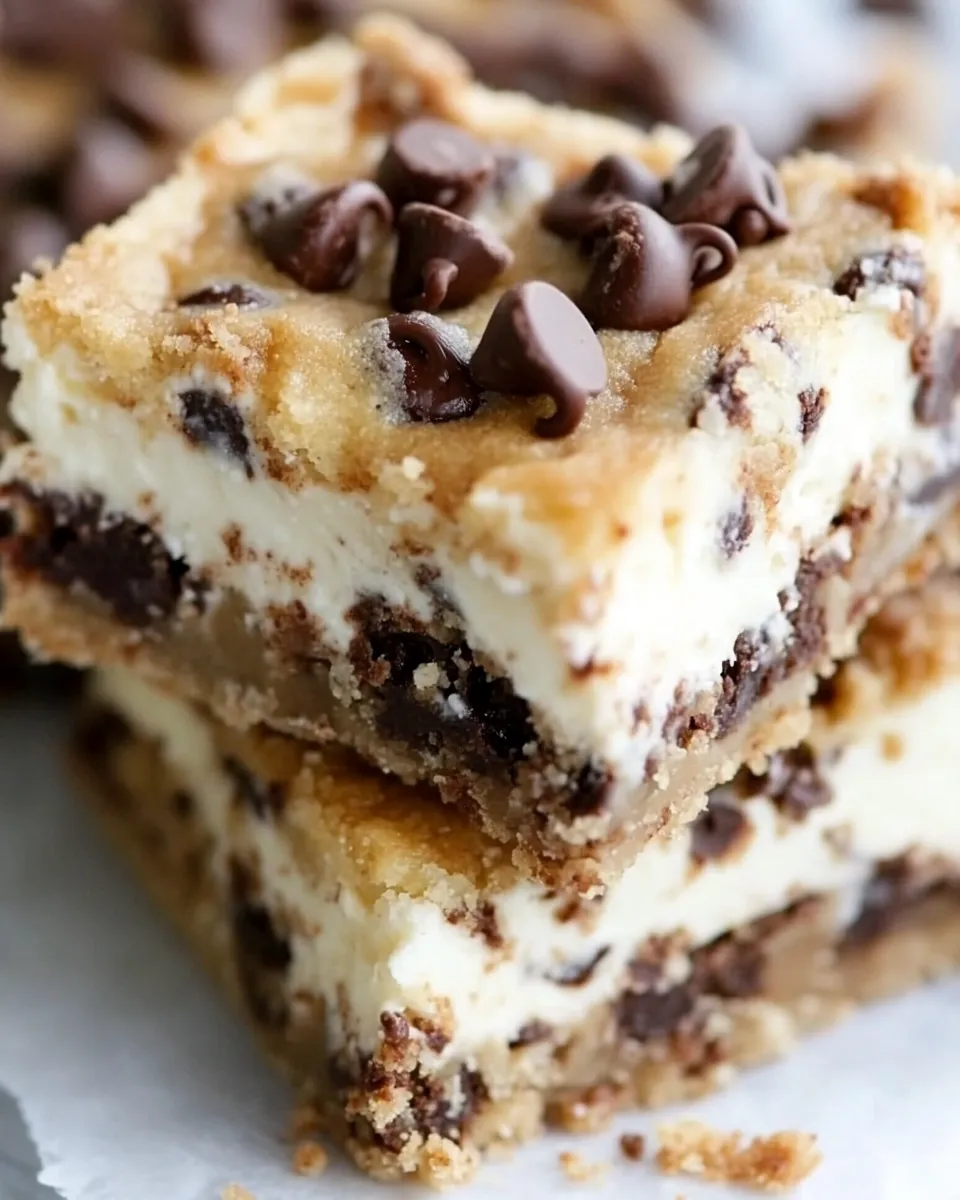 Homemade Chocolate Chip Cookie Dough Cheesecake Bar photo