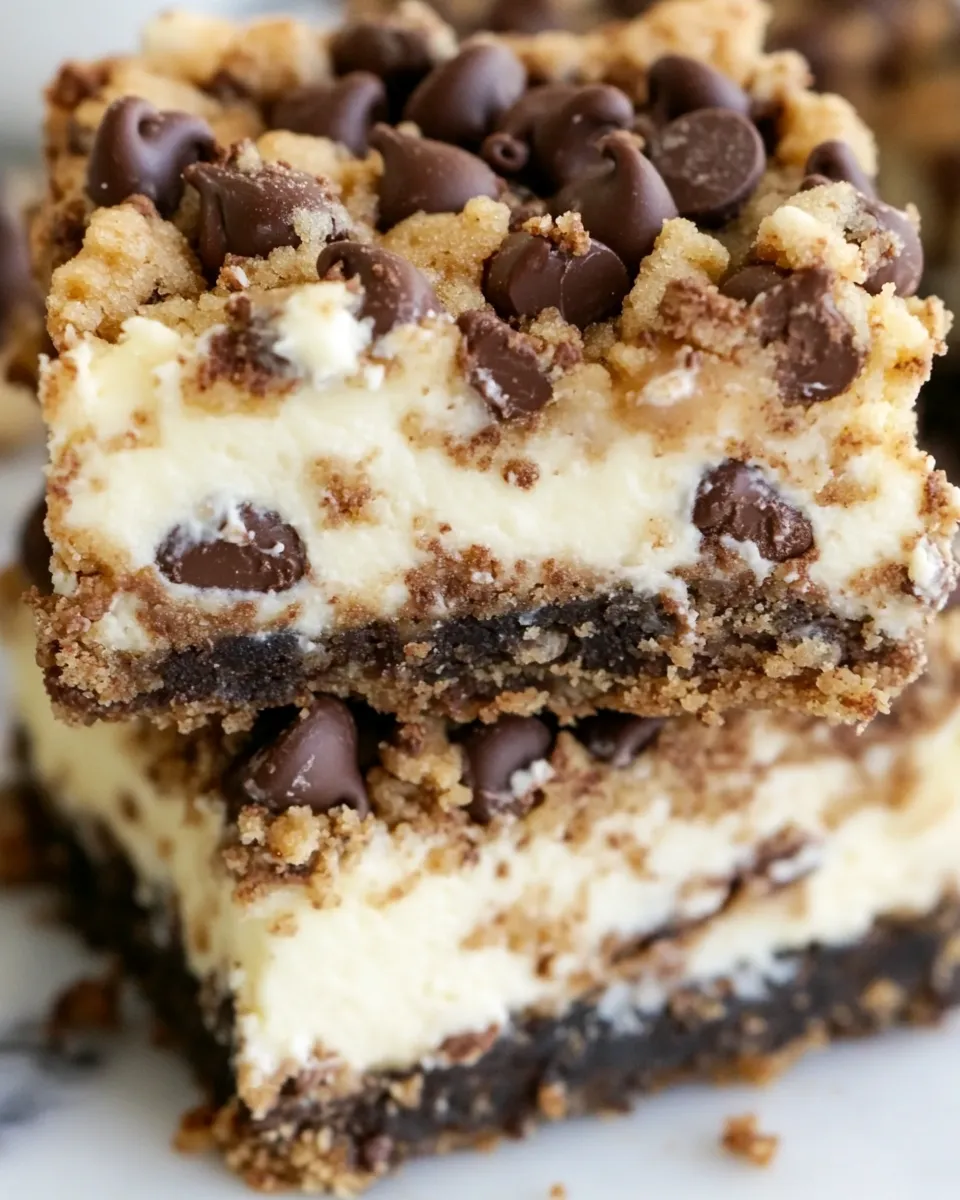 Delicious Chocolate Chip Cookie Dough Cheesecake Bar shot