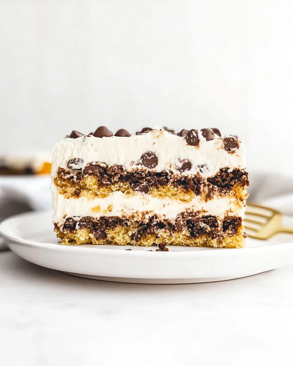 Easy Chocolate Chip Cookie Icebox Cake recipe shot
