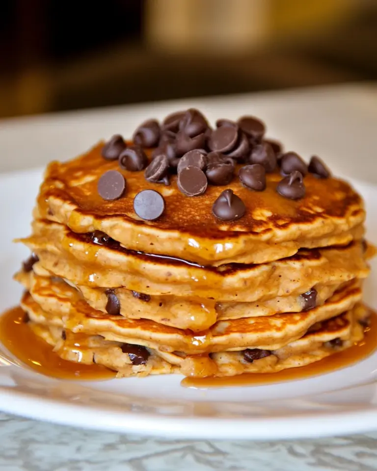 Homemade Chocolate Chip Oatmeal Cookie Pancakes recipe image
