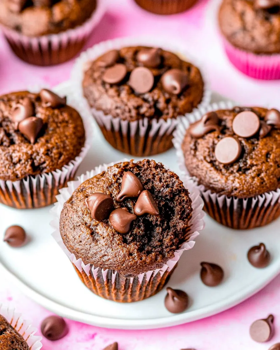Homemade Chocolate Chocolate Chip Muffins photo