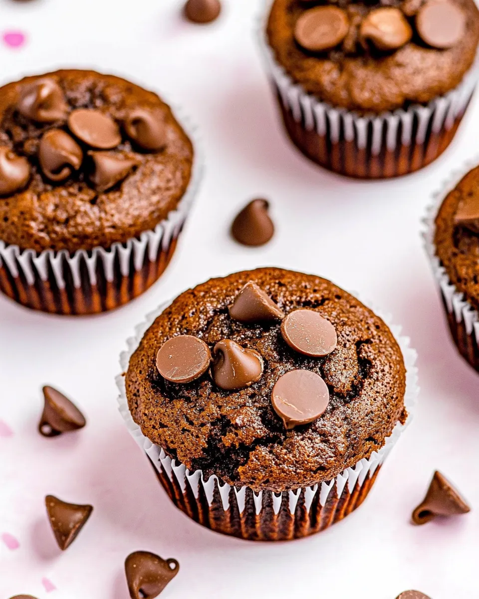 Delicious Chocolate Chocolate Chip Muffins shot