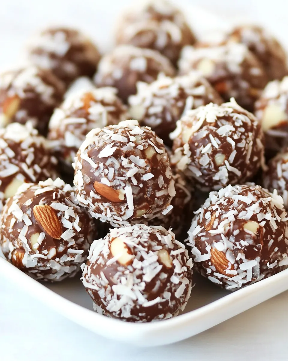 Easy Chocolate Coconut Almond Balls food shot