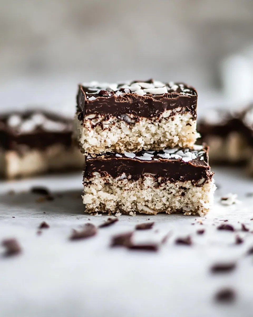 Quick Chocolate Coconut Almond Bars. dish image