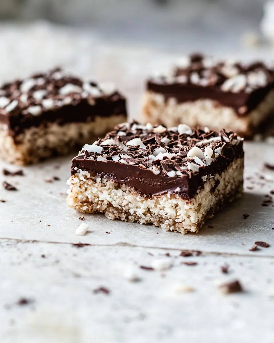 Easy Chocolate Coconut Almond Bars. shot
