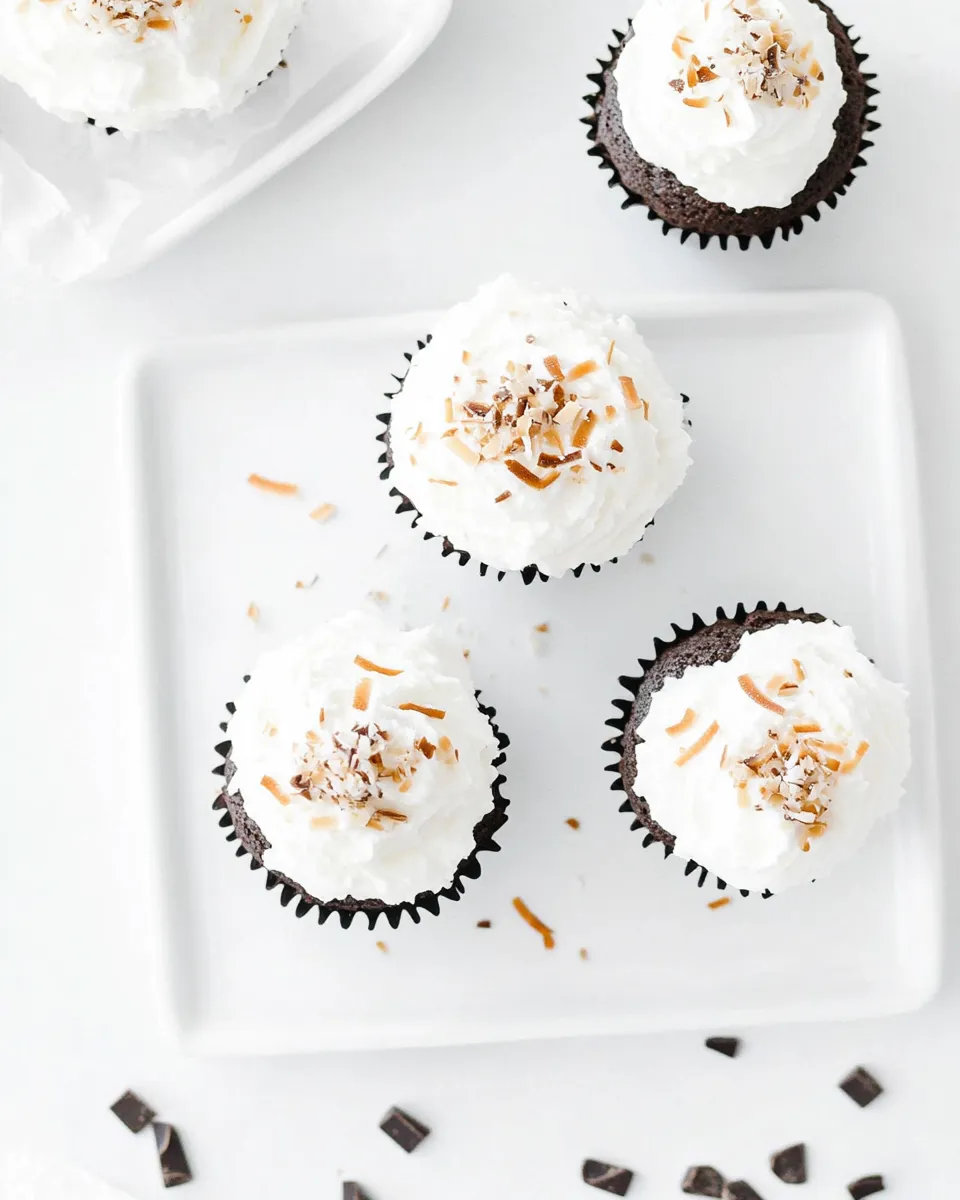 Easy Chocolate Coconut Cream Cupcakes. picture