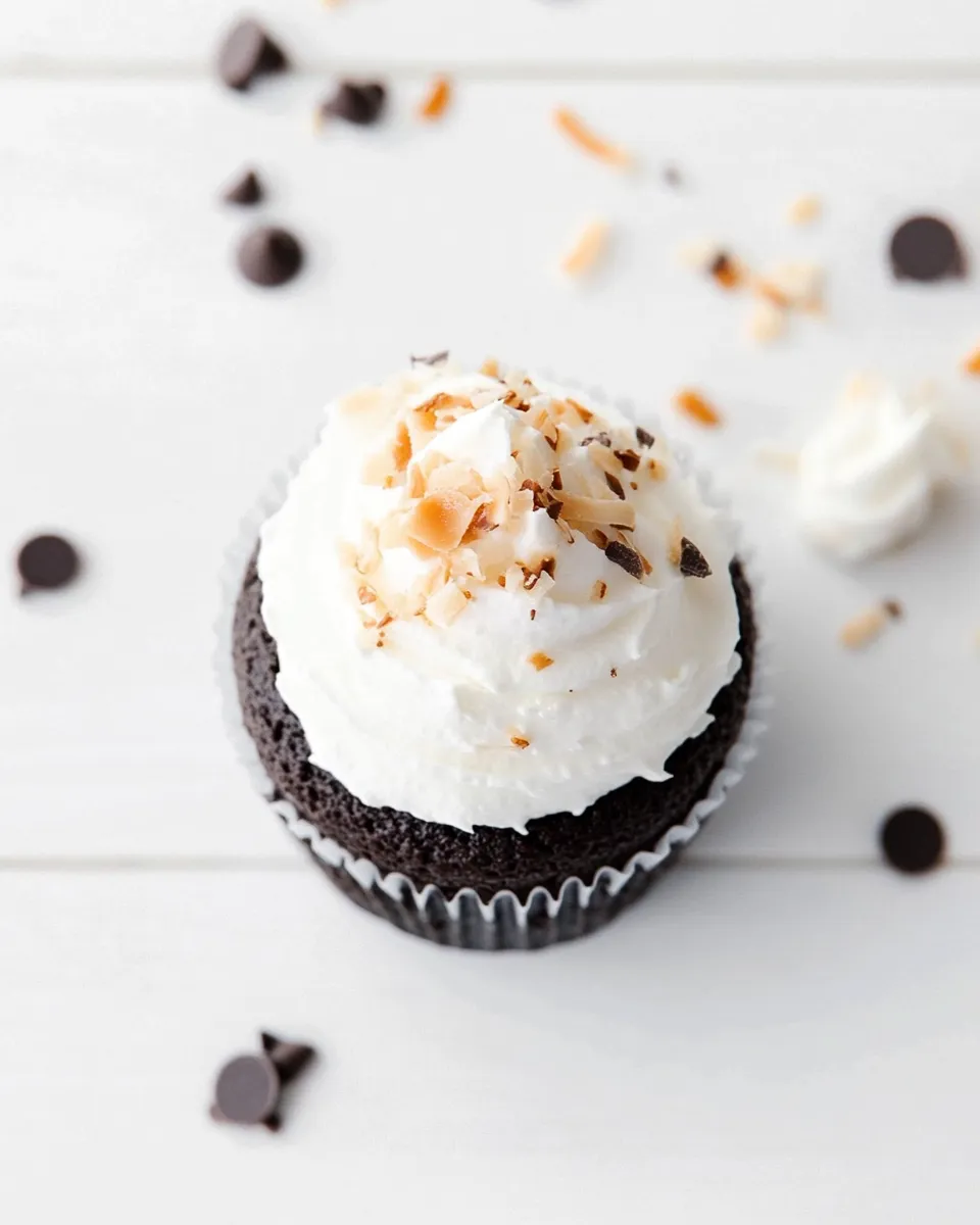 Fresh Chocolate Coconut Cream Cupcakes. shot