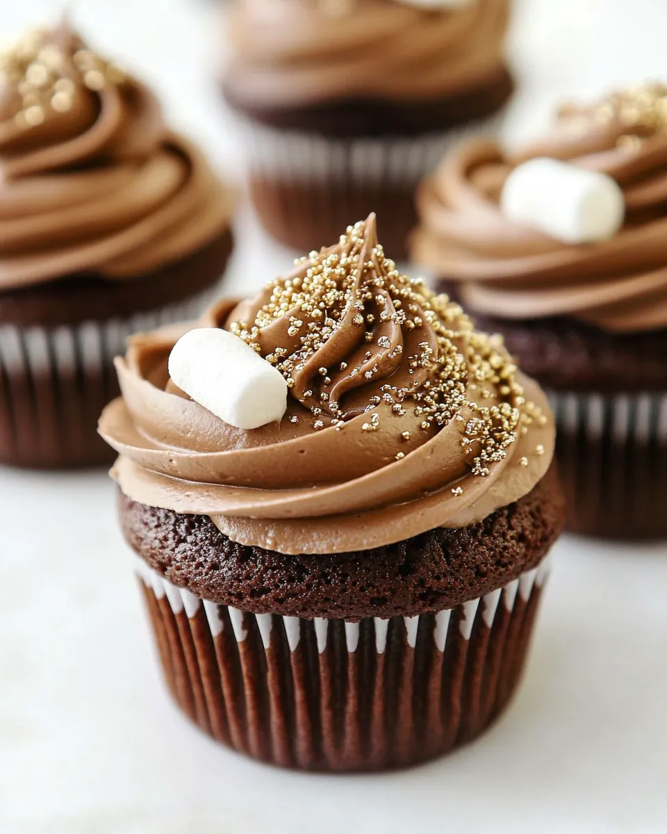 Homemade Chocolate Cupcakes with Marshmallow Filling photo