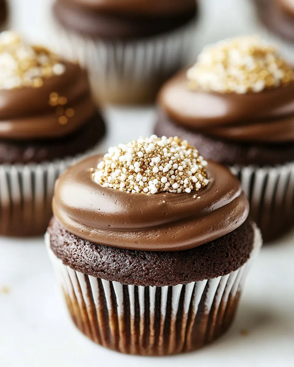 Delicious Chocolate Cupcakes with Marshmallow Filling shot