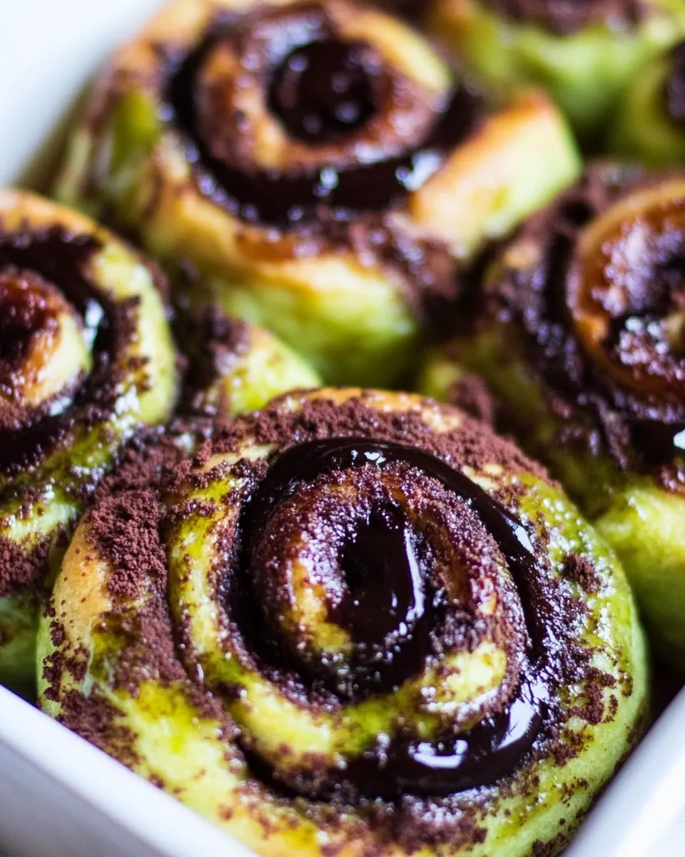 Easy Chocolate Matcha Sticky Buns recipe image