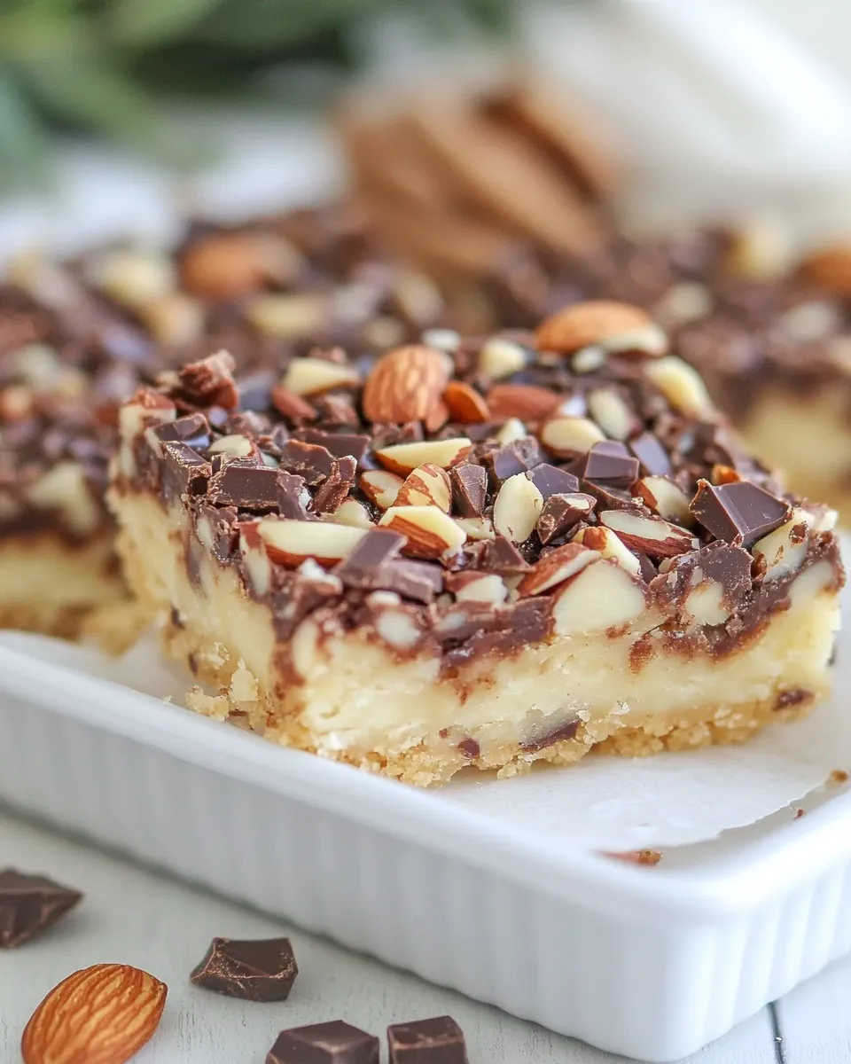 Easy Chocolate Toffee Almond Shortbread Bars recipe image