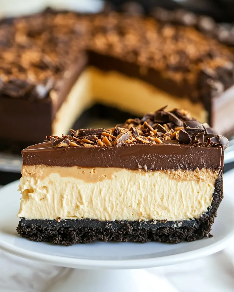Homemade Chocolate and Peanut Butter Mousse Cheesecake recipe photo